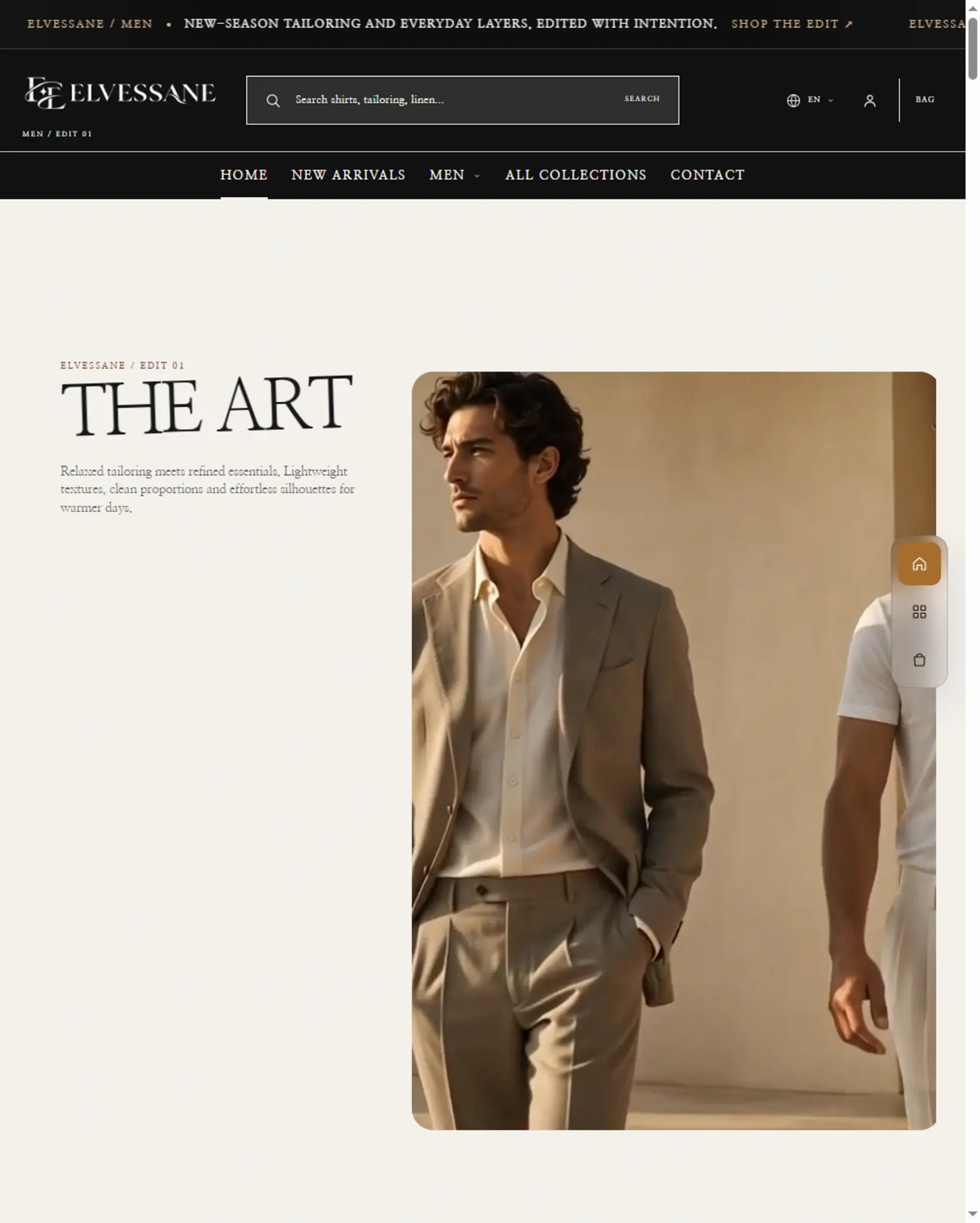 Thème Elvessan : boutique de mode avec une mise en page éditoriale