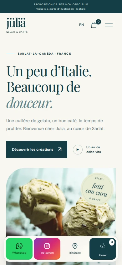 Design mobile du site Julia