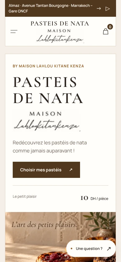 Page d’accueil du site Maison Lahlou Kitane Kenza sur téléphone